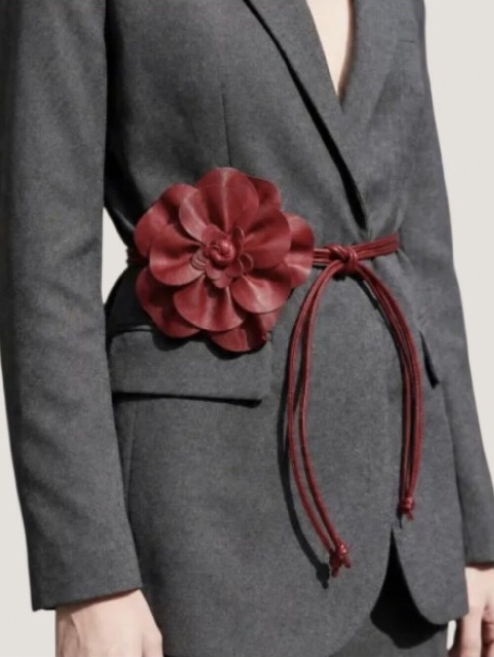 New! Flower Wrap Belt Red Vegan Leather Chic Camellia Statement Belt #1002 NWOT